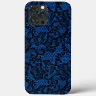 Blauwgroen en zwarte faux kant iPhone 13 pro max hoesje