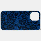 Blauwgroen en zwarte faux kant Case-Mate iPhone case (Achterkant (horizontaal))