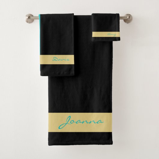 Blauwgroen en zwarte keukenset bad handdoek (Insitu)