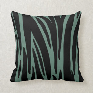 Blauwgroen en zwarte moderne Zebrastripes Kussen