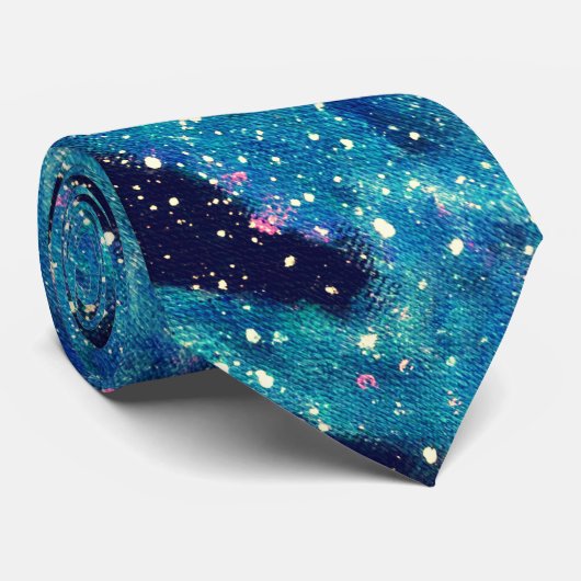 Blauwgroen en zwarte nebula Necktie Stropdas (Opgerold)