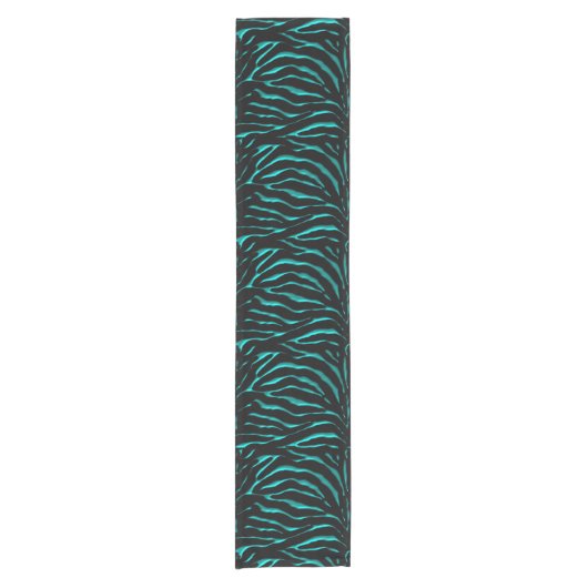 Blauwgroen en zwarte Zebra met streping-tafelloper Korte Tafelloper (Voorkant)