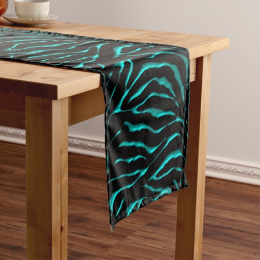 Blauwgroen en zwarte Zebra met streping-tafelloper Korte Tafelloper (Voorbeeld)