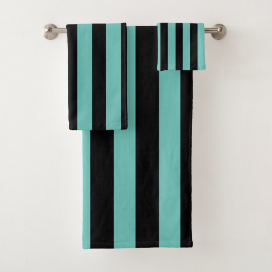Blauwgroen en zwarte zeemeermin - verticale strepe bad handdoek (Insitu)