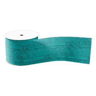 Blauwgroen Etched look Horse Racing Silhouette Grosgrain Lint