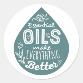 Blauwgroen etherische oliedruppel ronde sticker