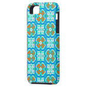 Blauwgroen etnisch patroon Case-Mate iPhone case (Achterkant Links)