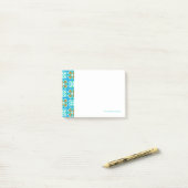 Blauwgroen etnisch patroon post-it® notes (Op bureau)
