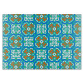 Blauwgroen etnisch patroon snijplank (Voorkant)
