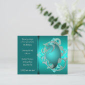 Blauwgroen Fantasy Dragon Birthday Party nodigt ui Kaart (Staand voorkant)