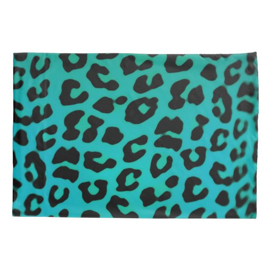Blauwgroen Fantasy Leopard Print Kussensloop (Achterkant)
