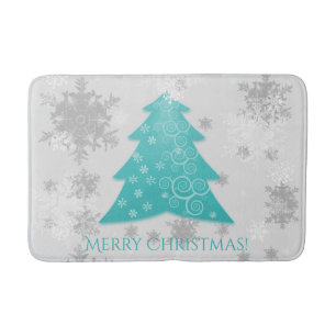 Blauwgroen feestelijke kerstboomschoen badmat