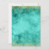 Blauwgroen felroze bloemenbruiloft kaart (Achterkant)