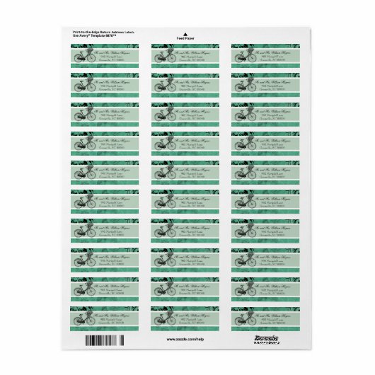  Blauwgroen fiets - Aangepaste Adresetiketten Etiket (Full Sheet)