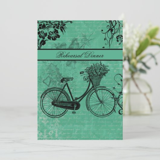 Blauwgroen fietsenrepetitie Inbeluitnodiging Kaart (Staand voorkant)