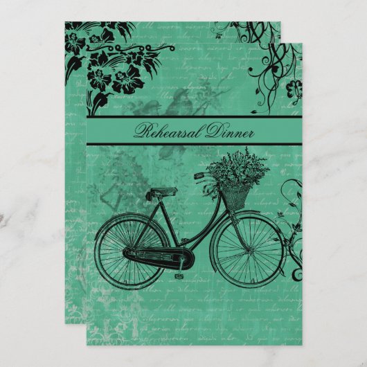 Blauwgroen fietsenrepetitie Inbeluitnodiging Kaart (Voorkant / Achterkant)