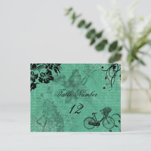 Blauwgroen Fietstabel Nummer Briefkaart (Staand voorkant)