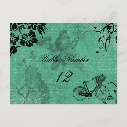 Blauwgroen Fietstabel Nummer Briefkaart (Achterkant)