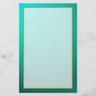 Blauwgroen fijn gevoerd aquamarijn briefpapier