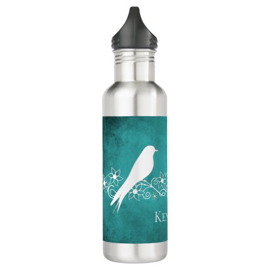 Blauwgroen flesjes van vederwild waterfles (Links)