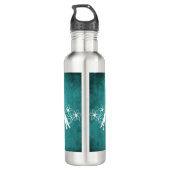 Blauwgroen flesjes van vederwild waterfles (Achterkant)