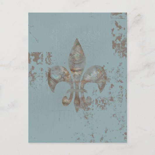 Blauwgroen Fleur De lis Briefkaart (Voorkant)
