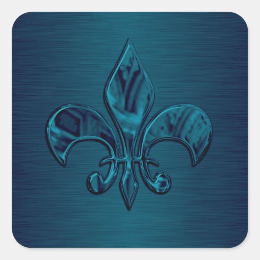 Blauwgroen Fleur de Lis Envelope Seal Vierkante Sticker (Voorkant)