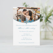 Blauwgroen Fleur de Lis Photo Vrijgezellenfeest no Kaart (Staand voorkant)