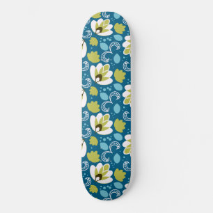 Blauwgroen Floral Art Paisley Gardener Green Leave Skateboard