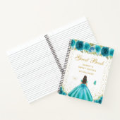 Blauwgroen Floral Brunette Hair Princess Sweet Six Notitieboek (Binnen)