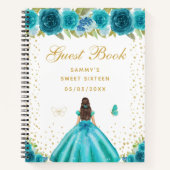 Blauwgroen Floral Brunette Hair Princess Sweet Six Notitieboek (Voorkant)