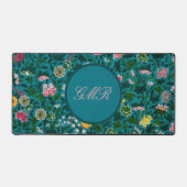 Blauwgroen Floral Desk Mat (Voorkant)