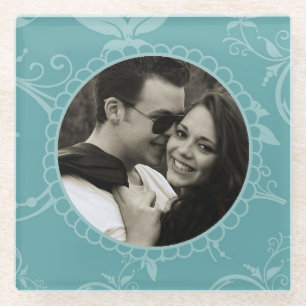 Blauwgroen Floral Glazen Onderzetter