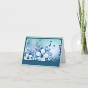 Blauwgroen Floral Note Kaart