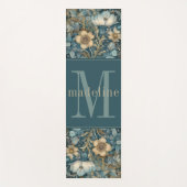 Blauwgroen Floral William Morris Monogram Yogamat (Voorkant)
