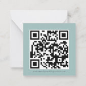 Blauwgroen Florals QR Code Weddenschap RSVP Enclos Notitiekaartje (Achterkant)