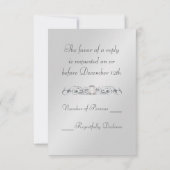 Blauwgroen Foil Silver Snowflake Jewel RSVP Uitnod (Achterkant)