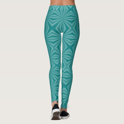 Blauwgroen fractaal ontwerp leggings (Achterkant)