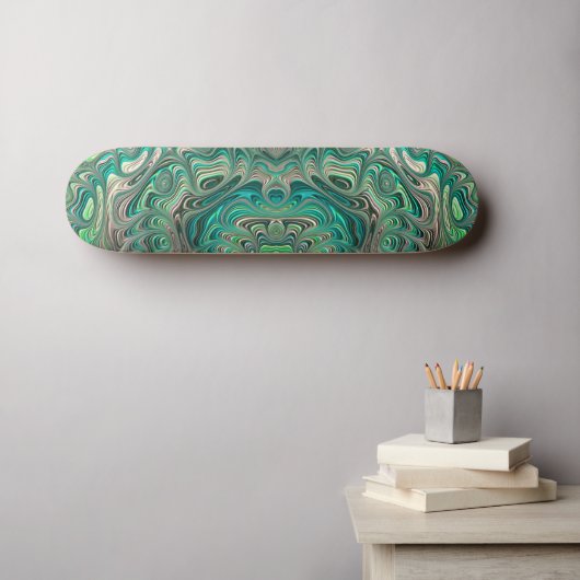 Blauwgroen fractal Paua Abalone Shell Nautical The Skateboard (Muurkunst (Horizontaal))