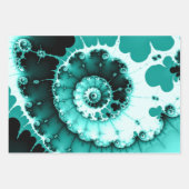 Blauwgroen fractale spiraal inpakpapier vel (Voorkant)