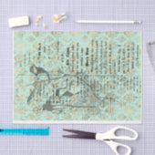 Blauwgroen franse vogels 18 lb ontkoppeling tissuepapier (Craft)