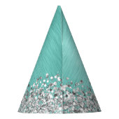 Blauwgroen geborsteld metaal Silver Glitter Monogr Feesthoedjes (Achterkant)