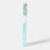 Blauwgroen geborsteld metaal Silver Glitter Monogr iPhone Hoesje (Rechterkant)