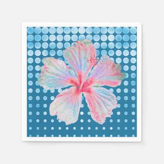Blauwgroen gedopte Hibiscus-ventilator Servet (Voorkant)
