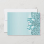 Blauwgroen gedrukte Sequins Bow & Diamond Dank u Bedankkaart (Achterkant)