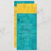 Blauwgroen geel huwelijk menu (Voorkant / Achterkant)