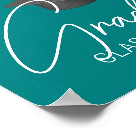 Blauwgroen Gefeliciteerd Afstudeerder Custom Gradu Poster (Hoek)