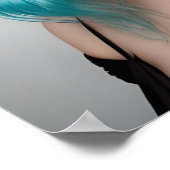 Blauwgroen gehuurde vrouw poster (Hoek)