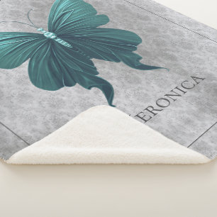 Blauwgroen gejuwelde vlinder sherpa deken