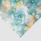 Blauwgroen Gele Alcoholinkt Illustratie Print Tissuepapier (Detail)